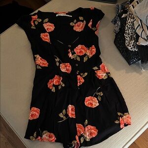 Kimchi Blue Black Dress with Pink Floral Pattern